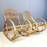 Vintage bamboo rocking chairs, 1960s - set of 2
