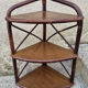Corner wall shelf, bamboo, rattan and wood, vintage, 60s