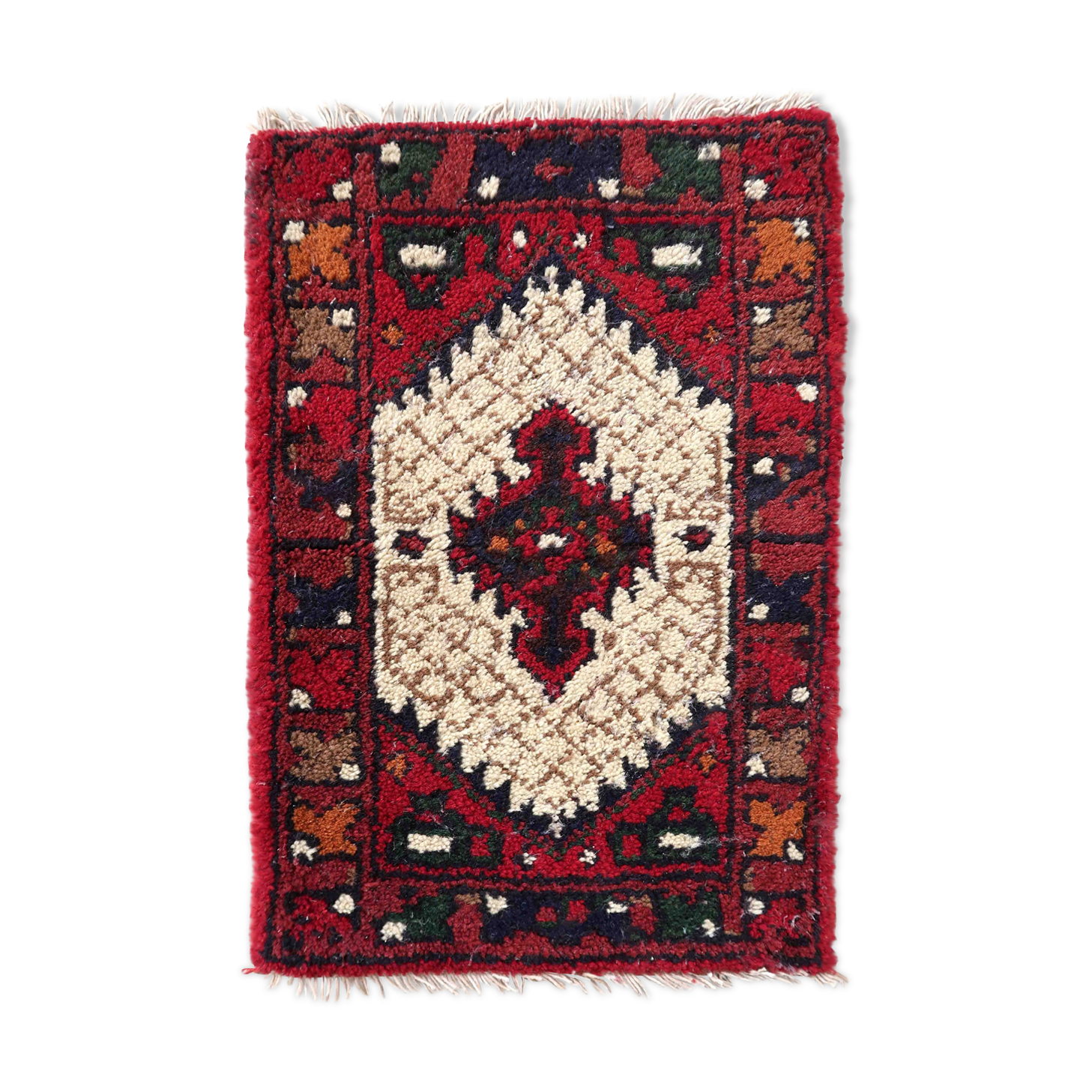 Vintage Persian carpet Hamadan handmade 41cm x 59cm 1970s