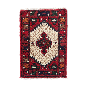 Vintage Persian carpet Hamadan handmade 41cm x 59cm 1970s