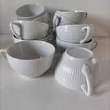 12 White Porcelain Cups