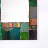 Coloured glass mirror, French work from the 1960s, 35x77 cm.