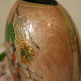 Vase en laiton polychrome émaillé vintage