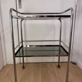 Chrome and smoked glass console