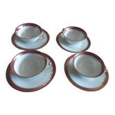 4 tasses et sous tasses porcelaine de luxe de la compagnie nationale