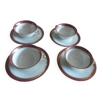 4 luxury porcelain cups and sausers from compagnie nationale