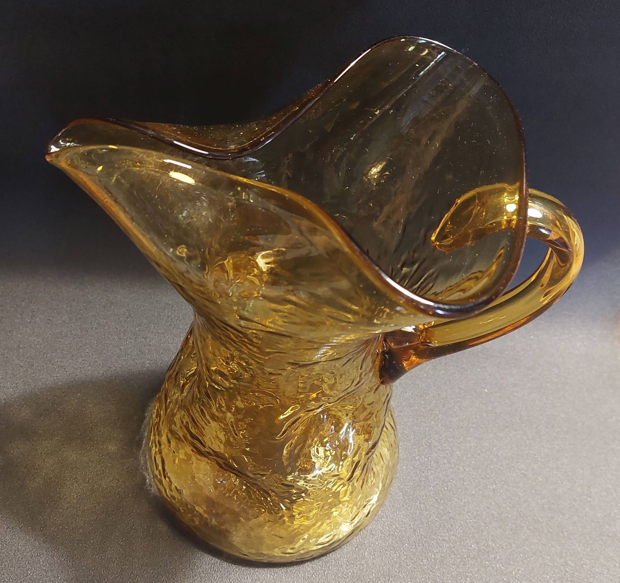 Vintage textured yellow glass carafe pitcher