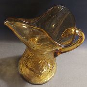 Vintage textured yellow glass carafe pitcher