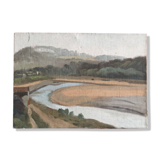 Huile sur toile, bras de rivière