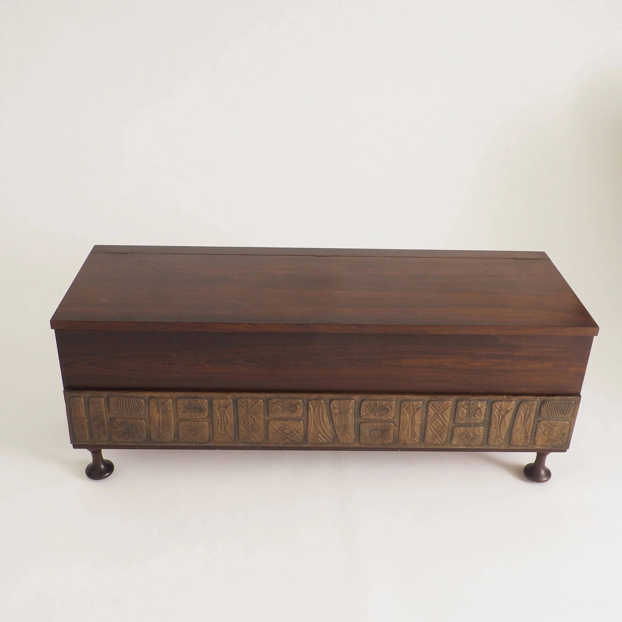 Italian brutalist rosewood chest by Santambrogio & De Berti