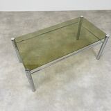 Coffee table chrome and smoked glass 70s