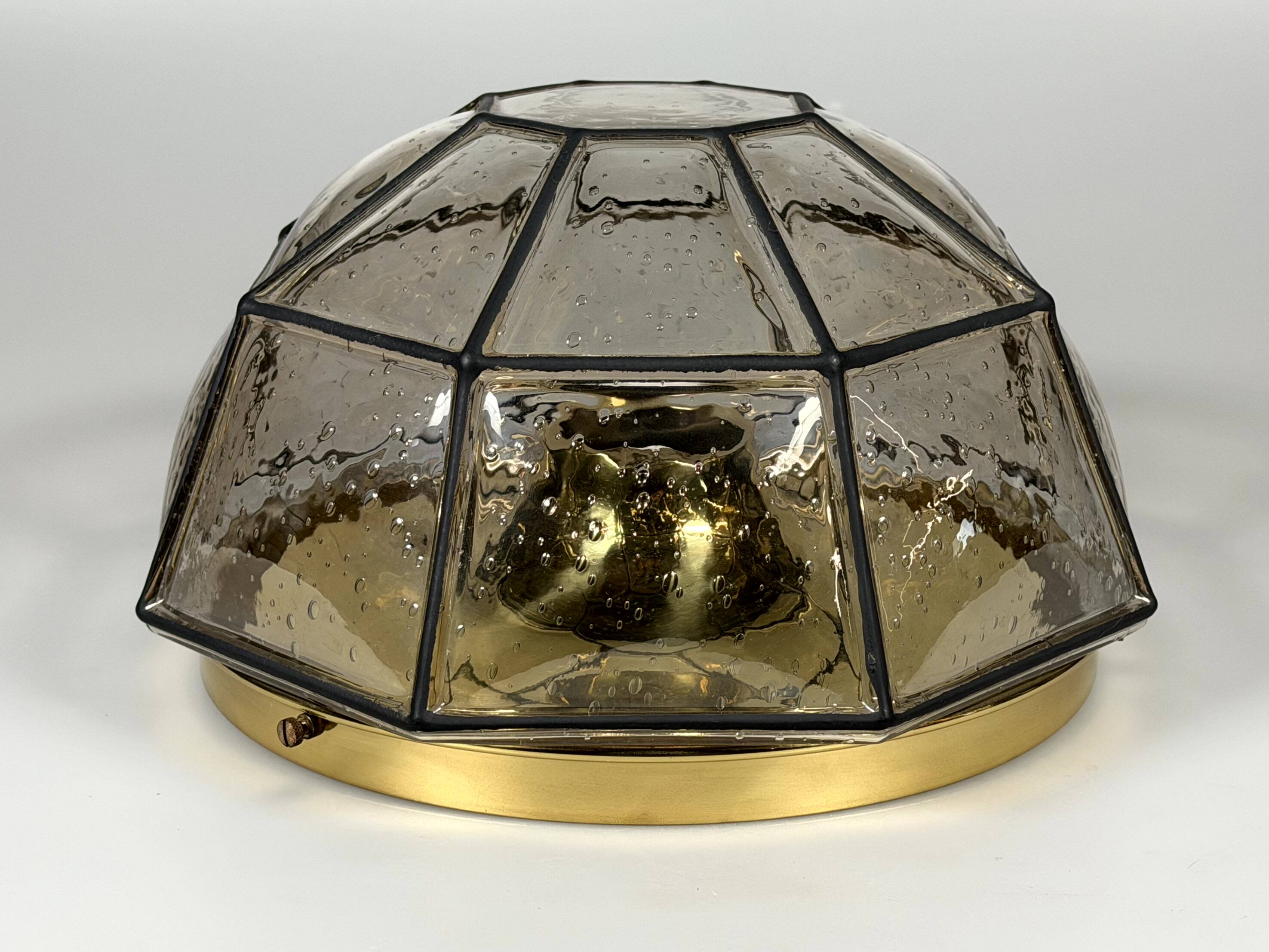 1960s 1970s Ceiling Lamp Flush Mount by Glashütte Limburg Germany