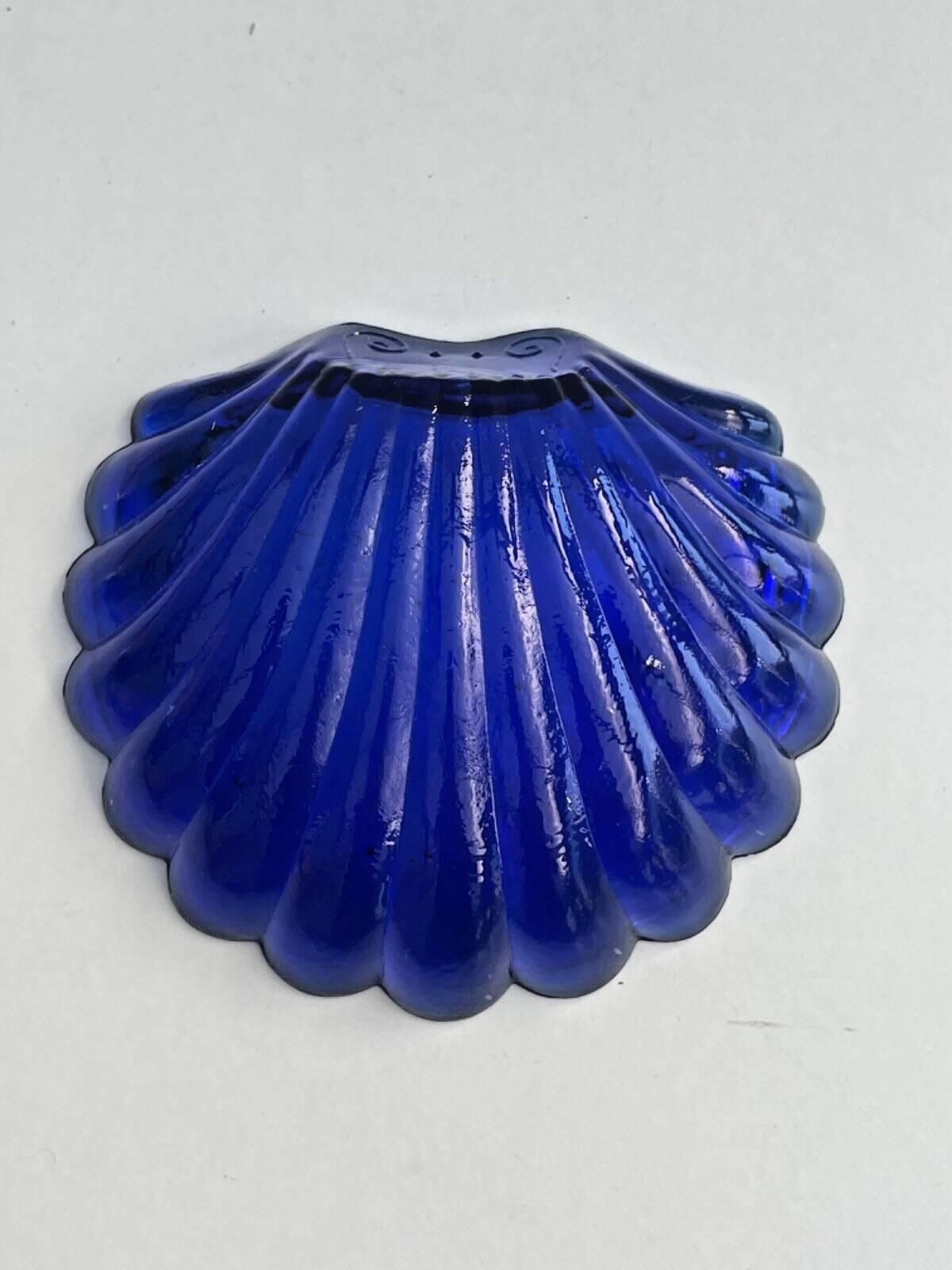 Vintage butter dish with silver-plated metal shell and cobalt blue glass without knife