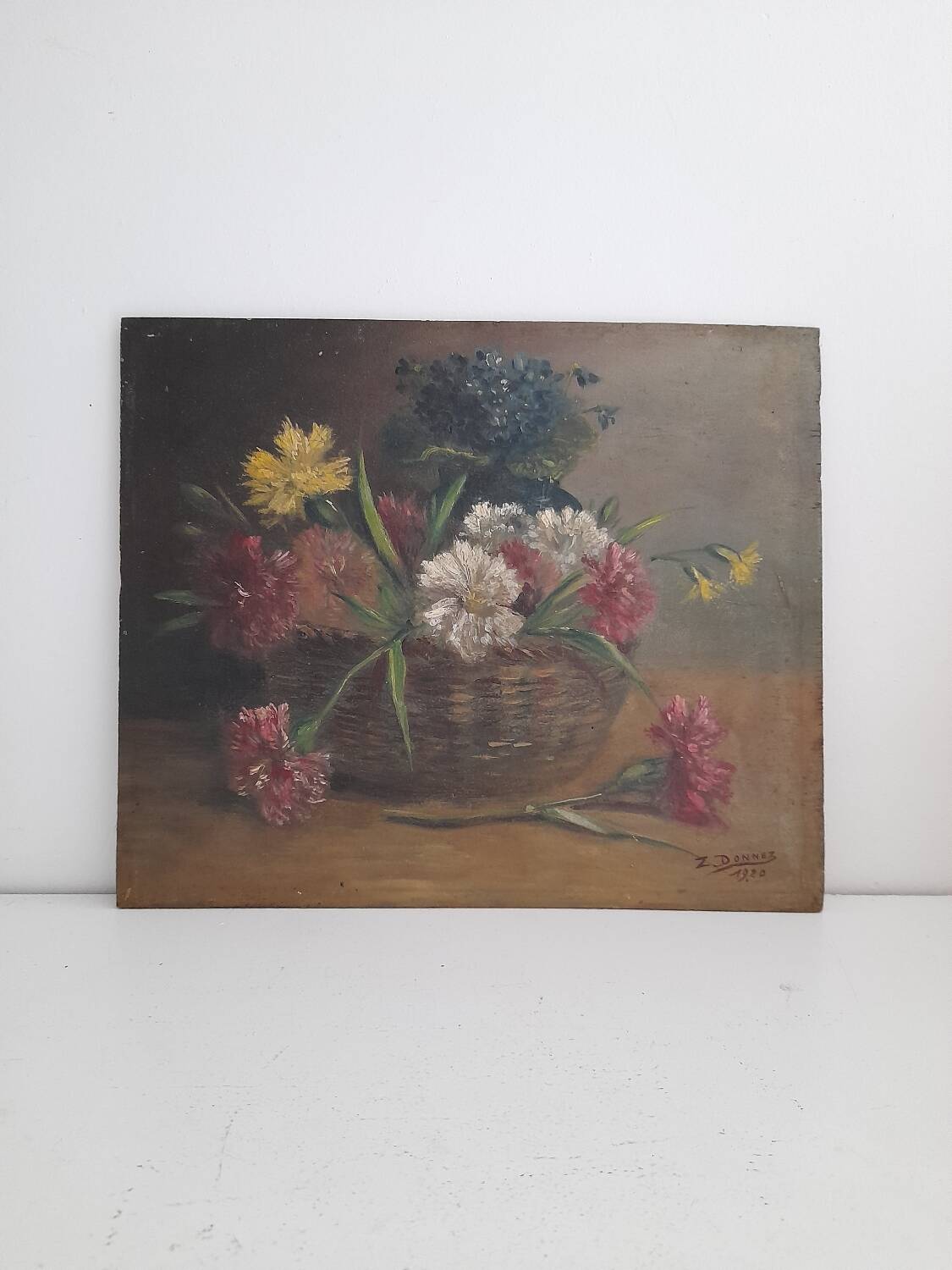 Floral oil painting on panel 1920