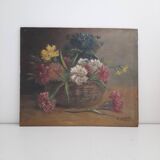 Floral oil painting on panel 1920