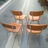 Set of 4 vintage chairs stainless steel feet 60s.