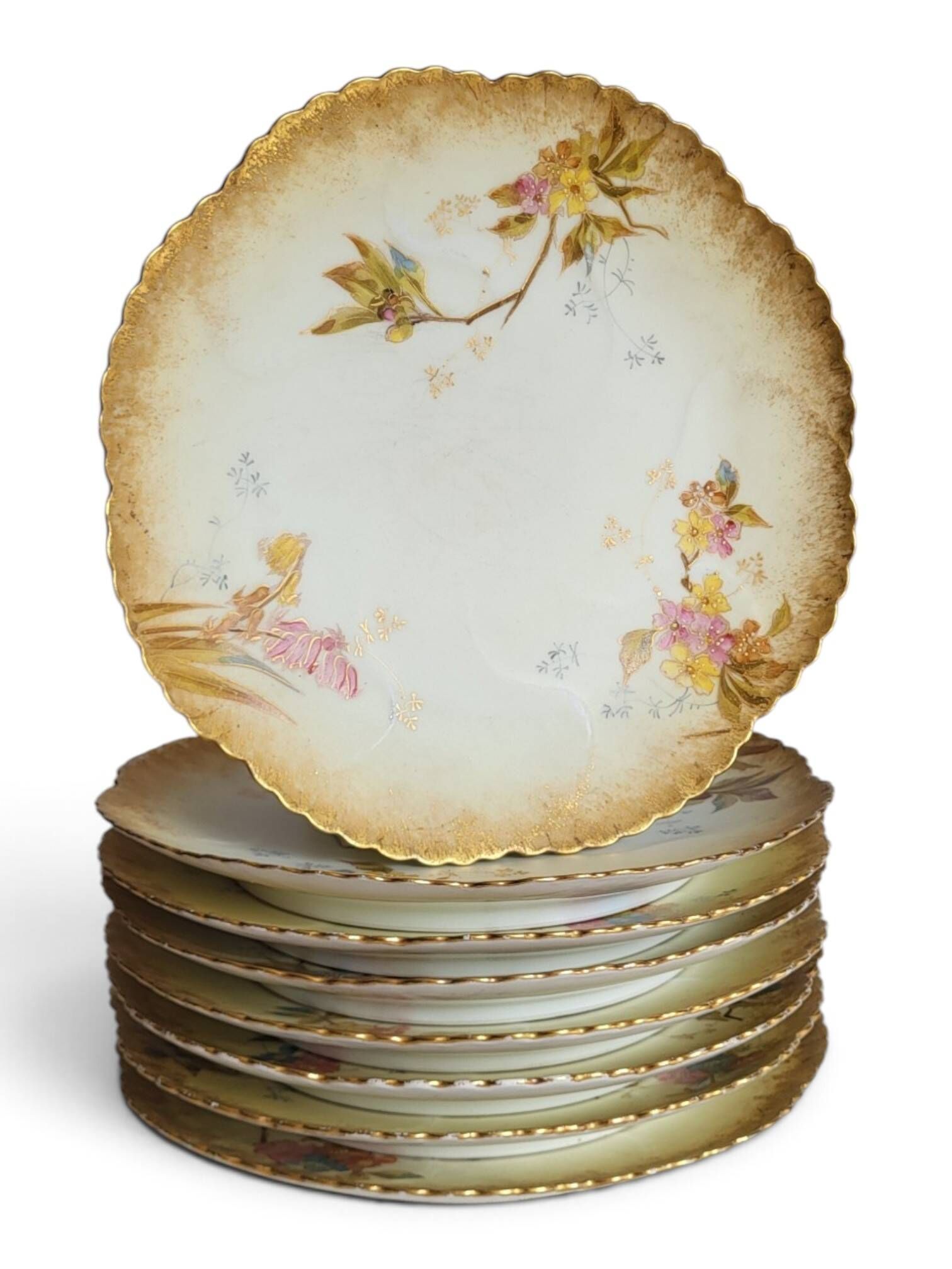 8 porcelain plates from Limoges, Martial Redon / Art Nouveau