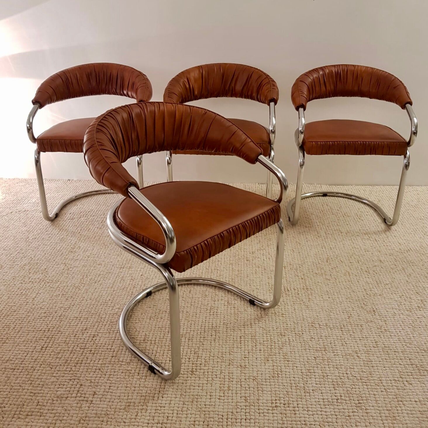 Set of 4 Giotto Stoppino chairs from the 1970s