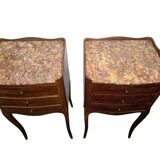 Pair of louis xv style bedside tables in marquetry