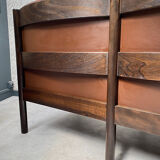 Scandinavian bench in chocolate leather