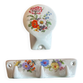 Vintage set of two porcelain coat hooks Champs Élysées Paris
