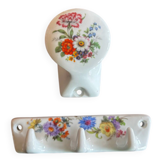 Vintage set of two porcelain coat hooks Champs Élysées Paris