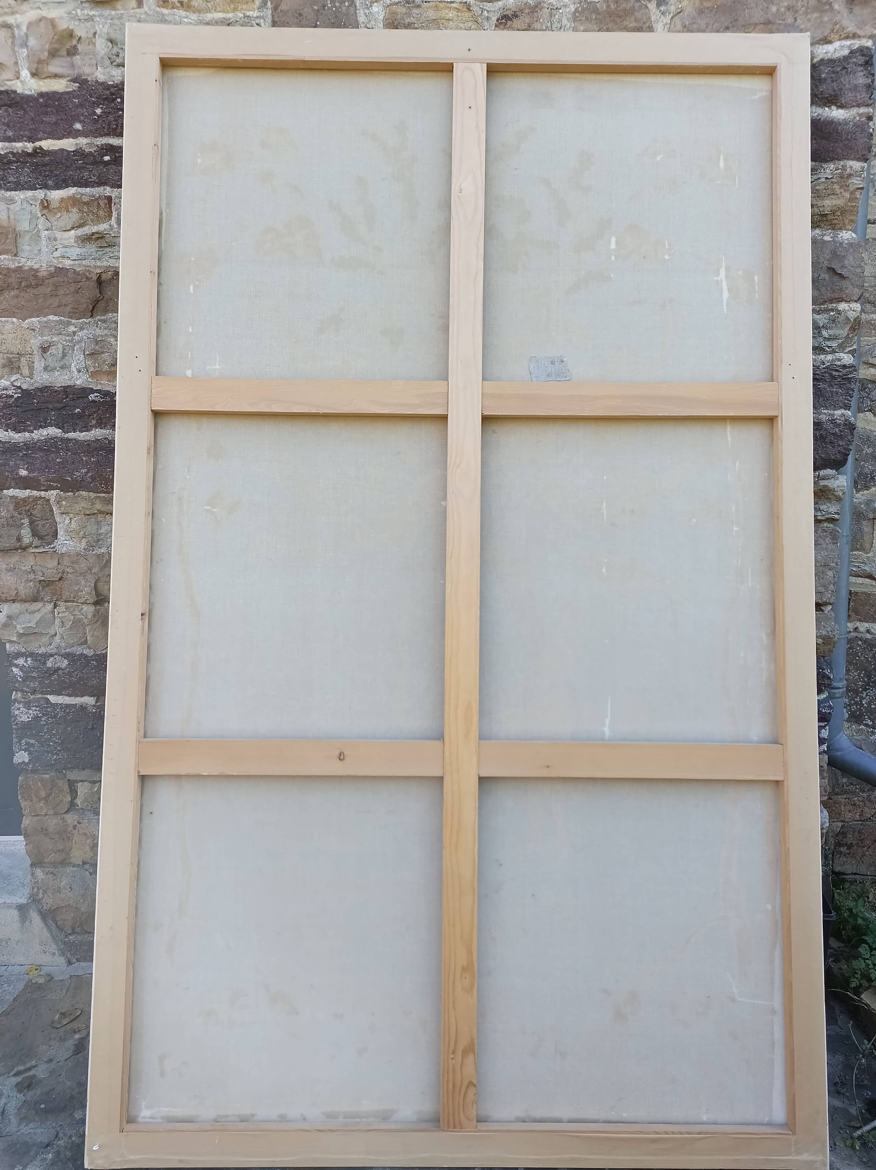 Large painting on canvas from the 20th century mounted on a frame - rural scene.