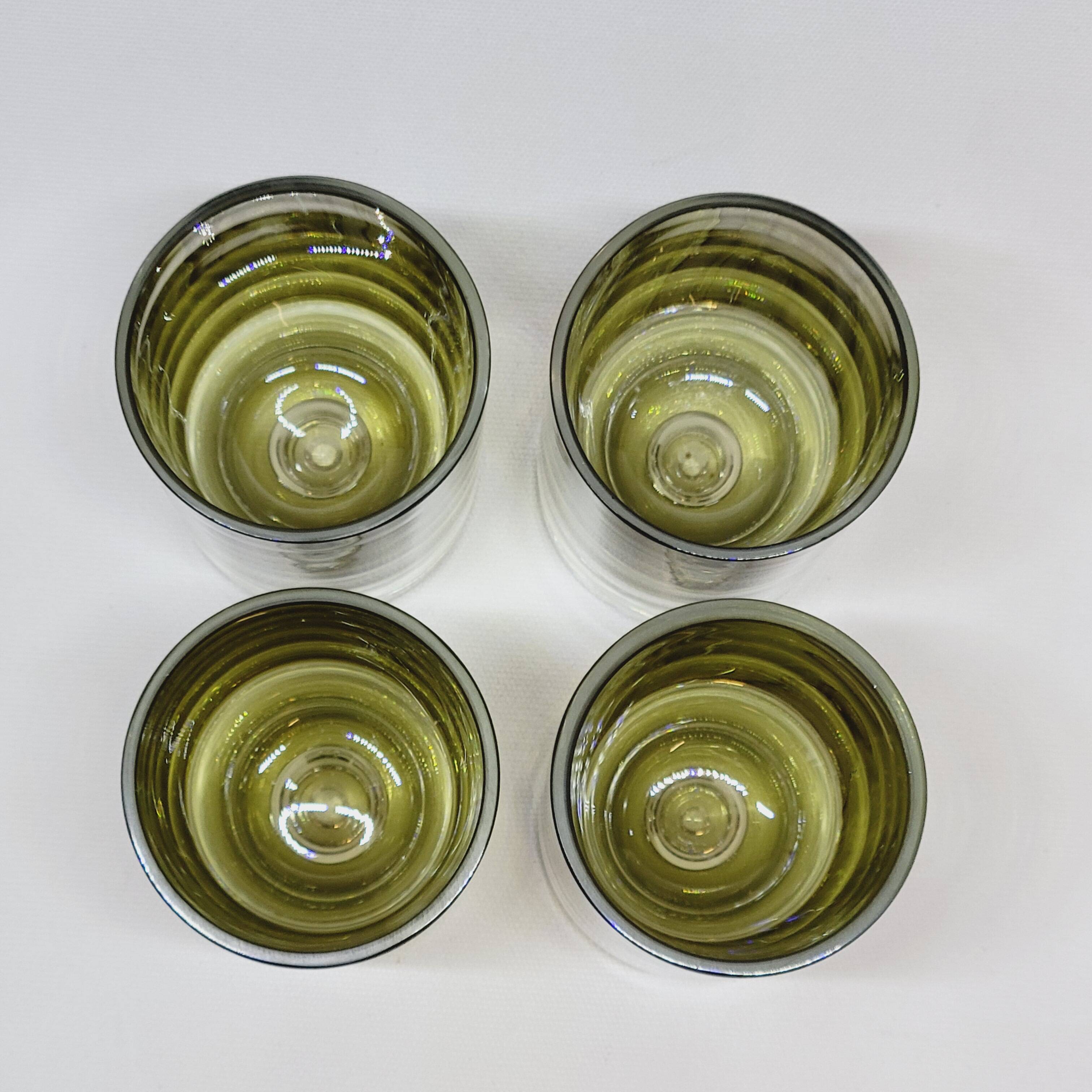4 vintage whiskey glasses in smoked glass bubble design tapio wirkkala?