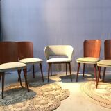 Set of 4 chairs and 1 armchair design 50s