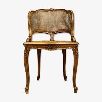 Fauteuil de bureau Louis XV en noyer et fond de canne vers 1880-1900