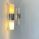 Pair of vintage wall lights, chrome and opaline, France 1970