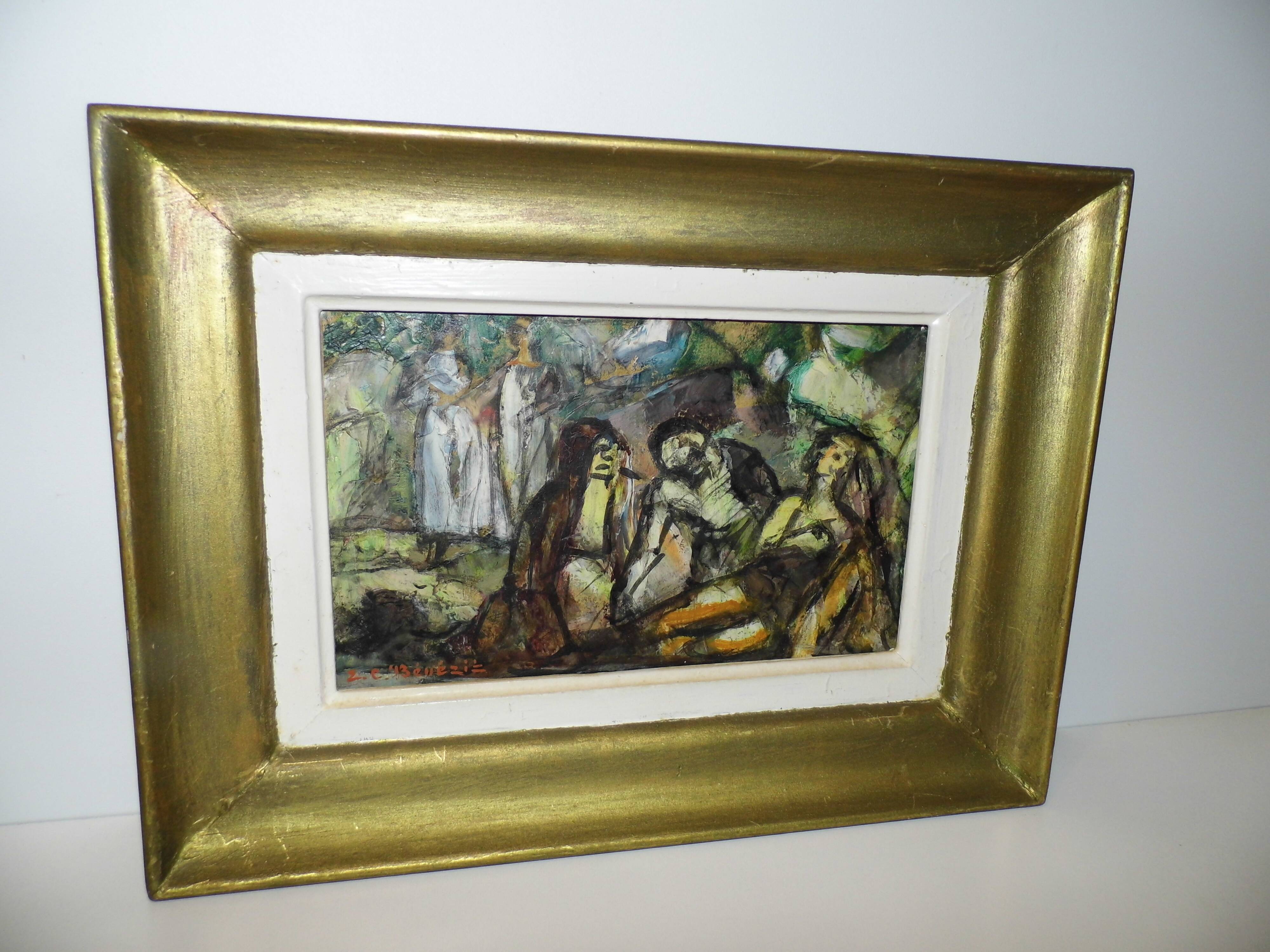 Oil painting on panel sign E.Charles benezit Saint Sebastian 1925