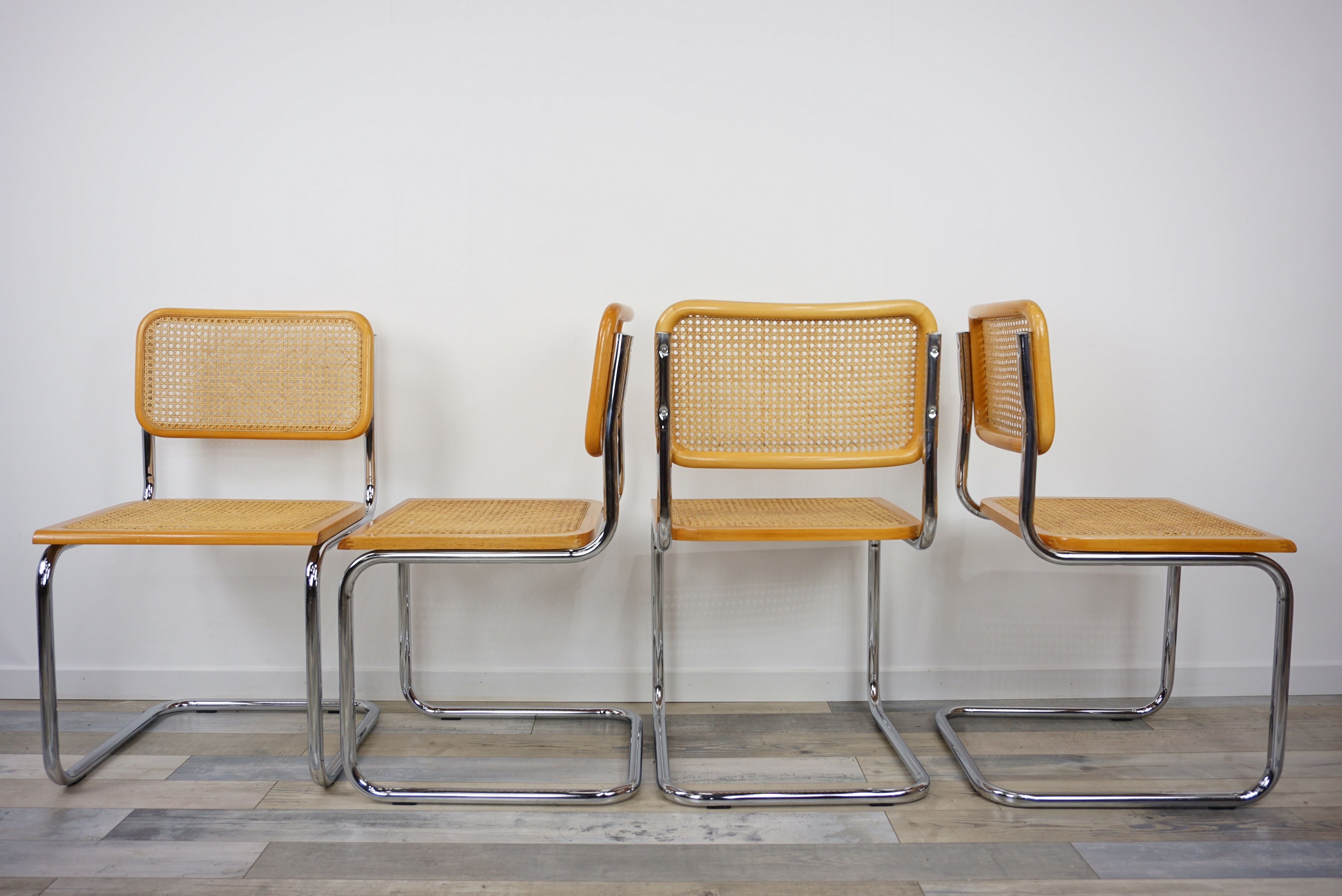 Following 4 B32 Marcel Breuer Cesca chairs