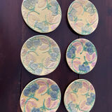 Set de 6 assiettes en barbotine vers 1930