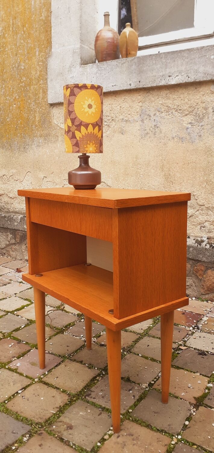 Vintage 50s light oak bedside table.