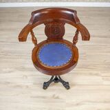 Early-20th Century Wooden Captain Armchair with Soft Seat, 1930s