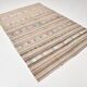Tapis Kilim Vintage Rayé Pastel, Tons Doux, Motifs Ethniques, 174x256 Cm
