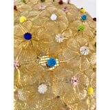 Venetian Gold Flowers and Multicoloured Murano Glass Flush Mount