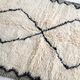 Moroccan Berber carpet Beni Ouarain unbleached with black diamonds and engraved border 207x130cm