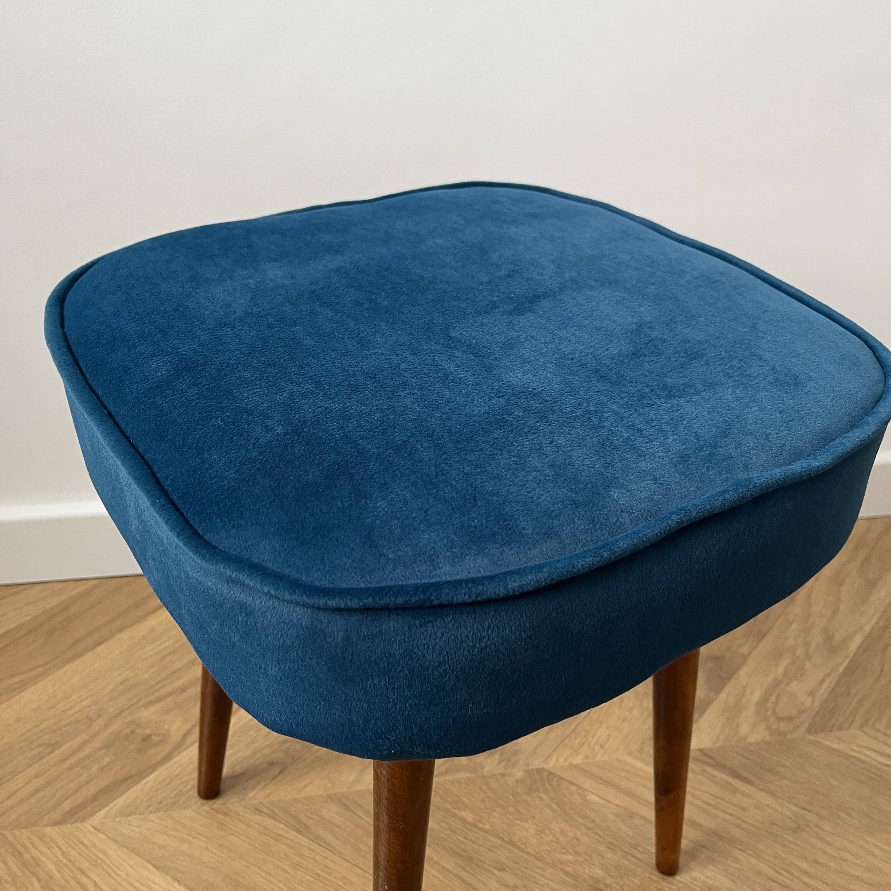 Vintage Velvet Footstool in Dark Teal