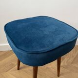 Vintage Velvet Footstool in Dark Teal