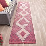 3x12 Pink & Beige Kilim Runner Rug 84x347Cm SK 34619