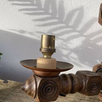 Basque wooden wall light 1950