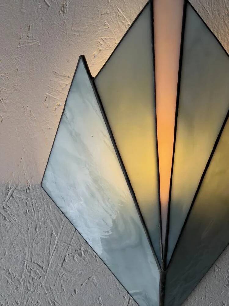 Vintage stained glass wall lamp 1970s