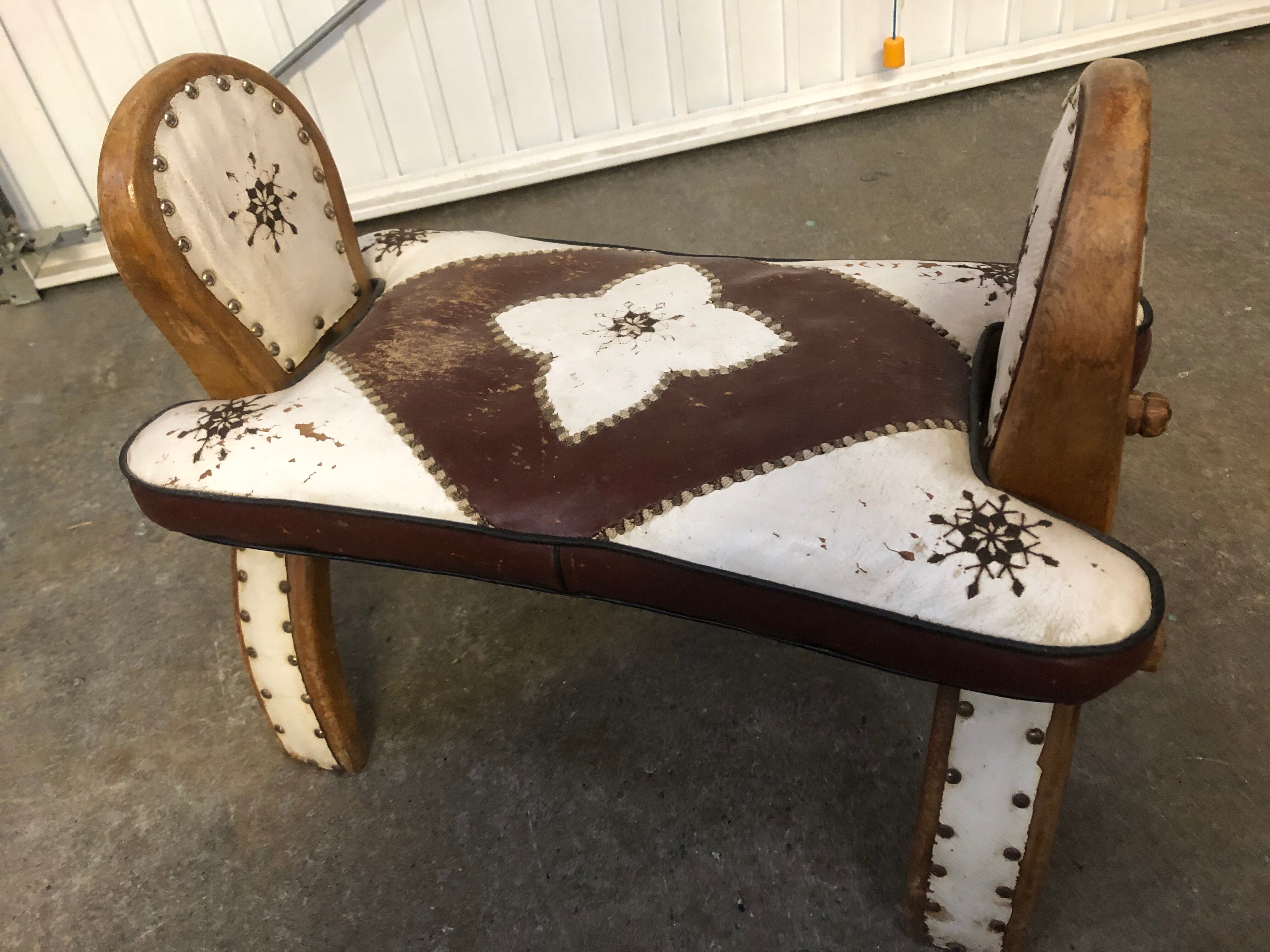 Vintage camel saddle stool 1960