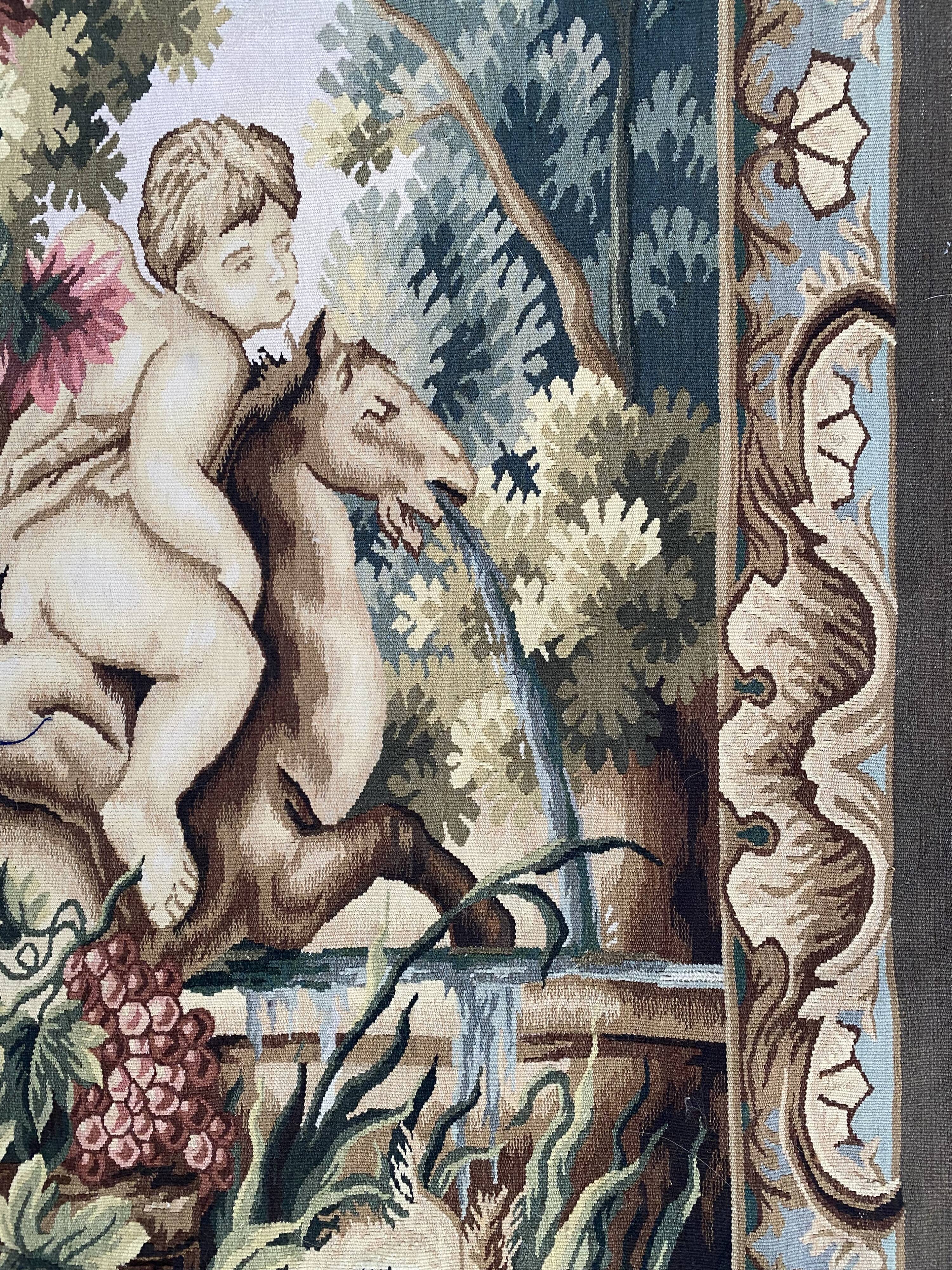 Handmade aubusson vintage tapestry 116x149 cm