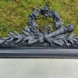 Old mirror Louis Philippe anthracite gray with pricked ice.