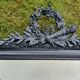 Old mirror Louis Philippe anthracite gray with pricked ice.