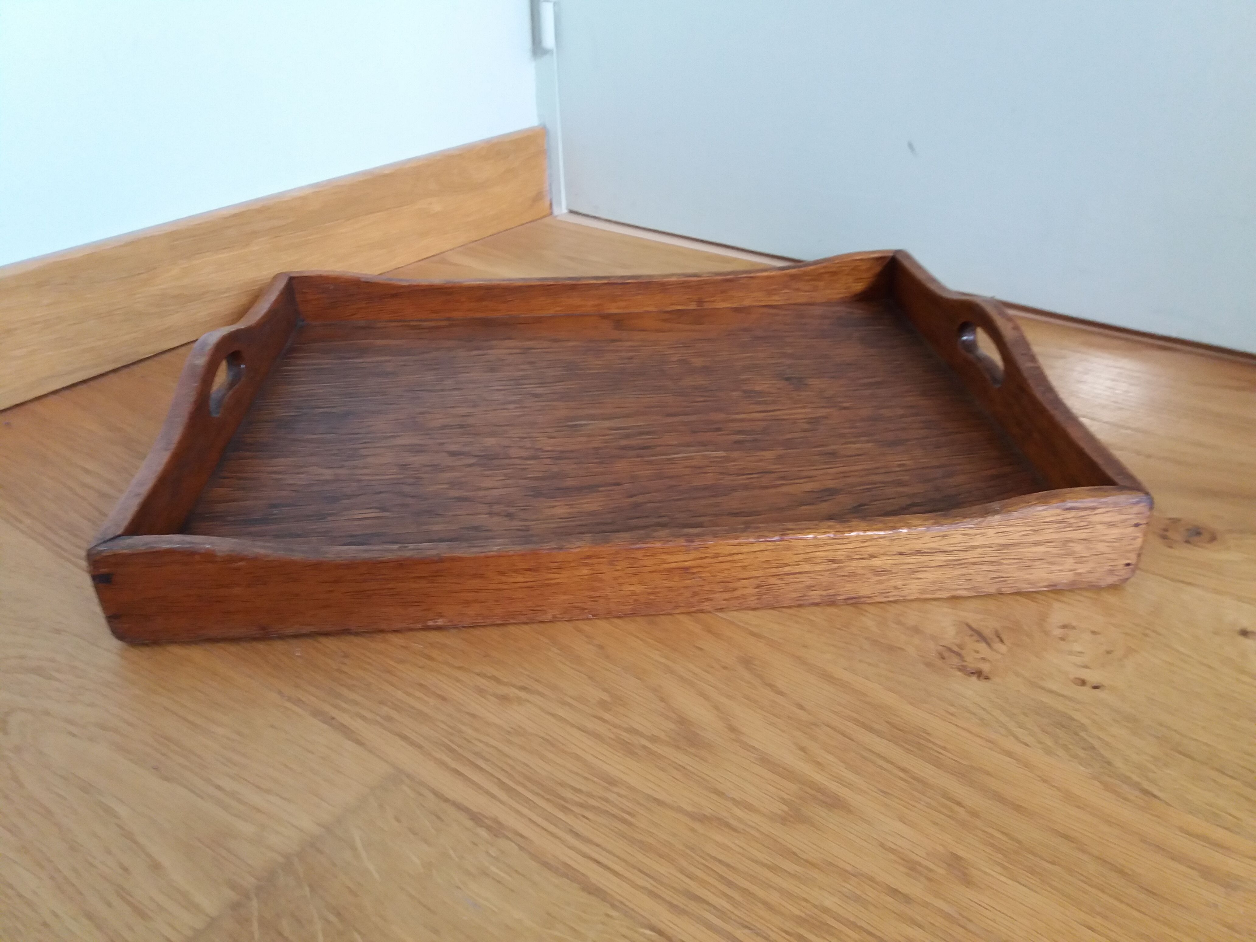 Rectangular wooden serving tray