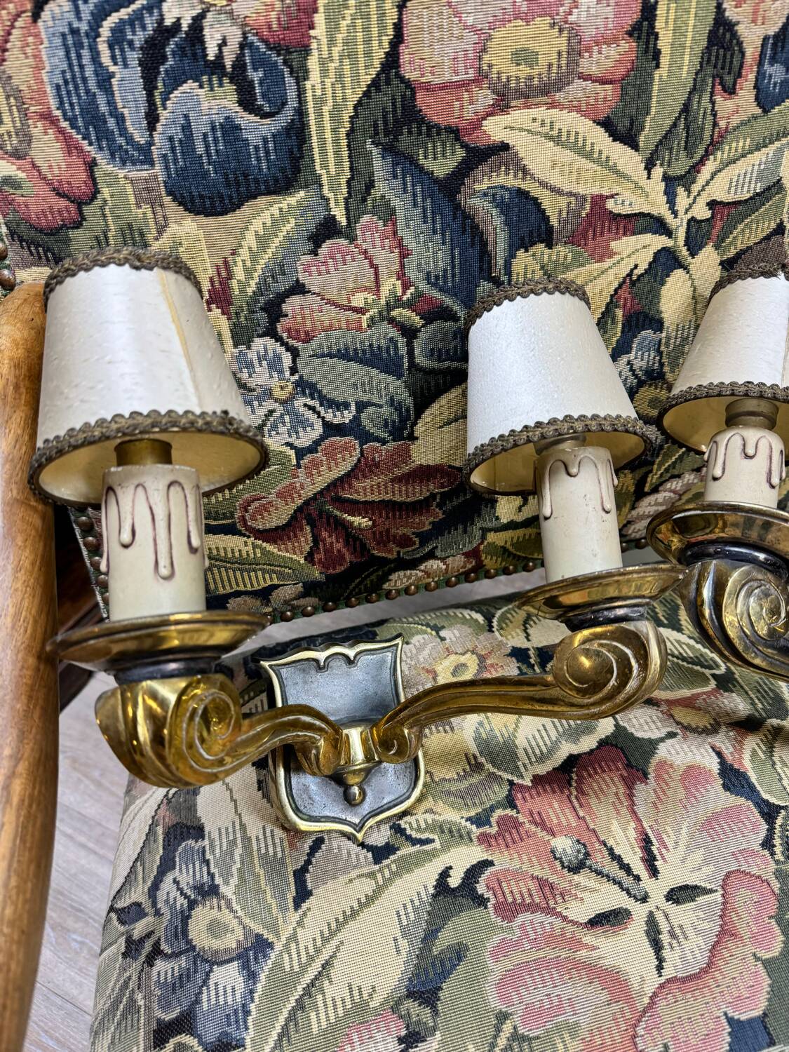 Jules Leleu Pair Of Bronze Sconces With Stamped Double Patina